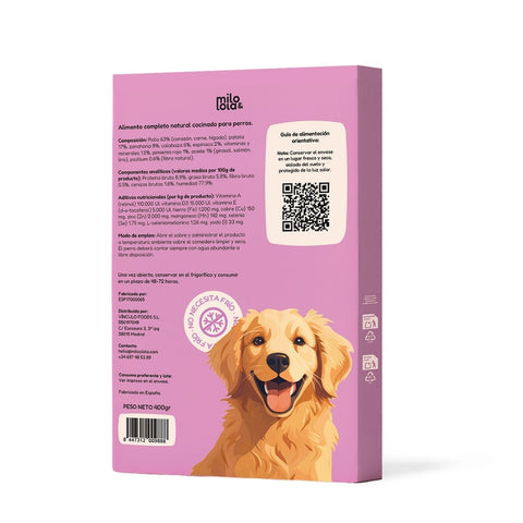 Comida Natural Cocinada de Pollo para Perro Adulto