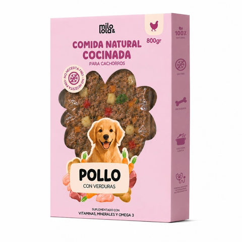 Comida Natural Cocinada de Pollo para Perro Cachorro