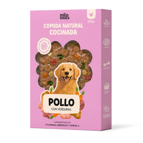 Comida Natural Cocinada de Pollo para Perro Adulto
