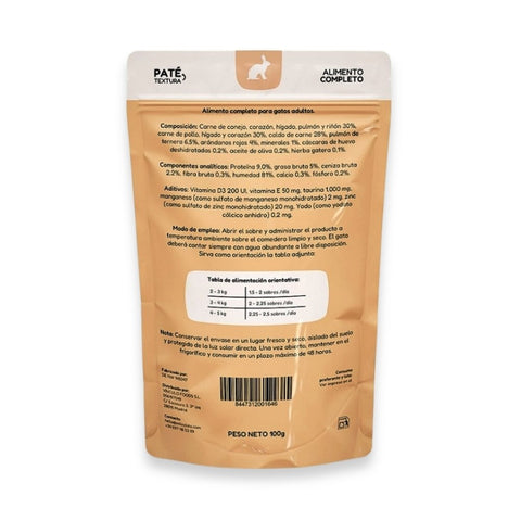 Sobre de Conejo y Pollo con Arándanos para Gato