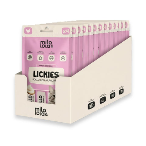 Pack 12x4 Lickies (Snacks Cremosos) de Pollo con Arándanos (12 x 60gr)