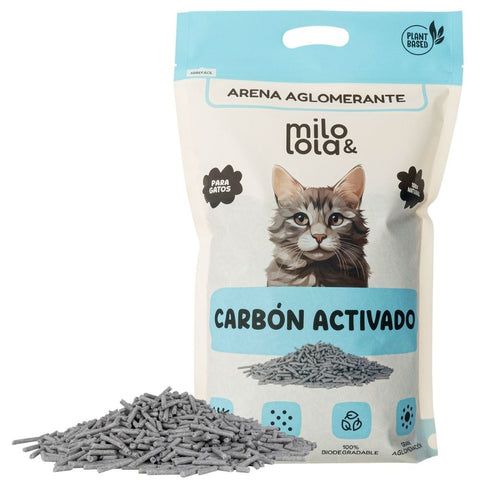 muestra de arena carbon activado para gato MiloyLola