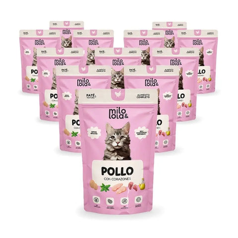 Pack 12 Sobres de Pollo con Corazones para Gatos