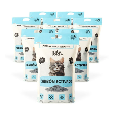 Pack 8 Arenas Aglomerantes con Carbón Activado para Gato (8 x 6L)