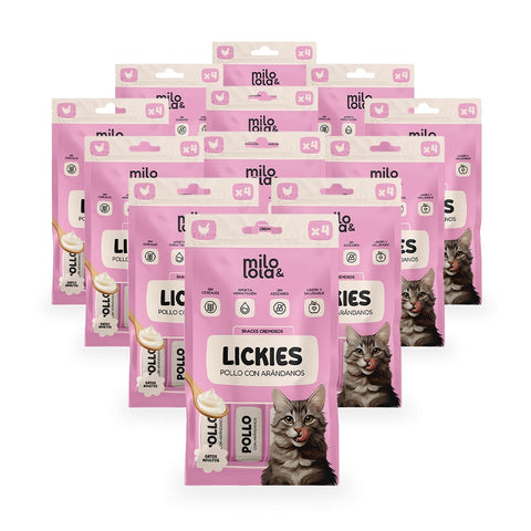 Pack 12x4 Lickies (Snacks Cremosos) de Pollo con Arándanos (12 x 60gr)
